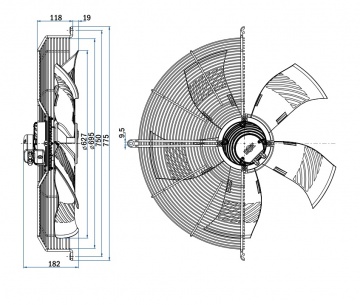 Ventilator axial de refulare Hidria R14R-63LPB, Ø 630 mm
